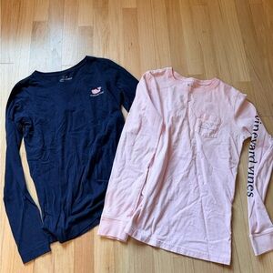 Vineyard Vines XS women's Long Sleeve Tees - Navy & Light Pink